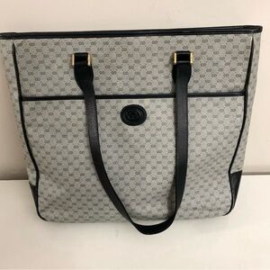 Micro GG classic vintage Navy blue Gucci tote! Computer bag. Pockets. Clean